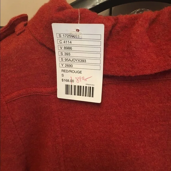 Anthropologie Red Ruffle Front Cardigan Sweater - Picture 4 of 4